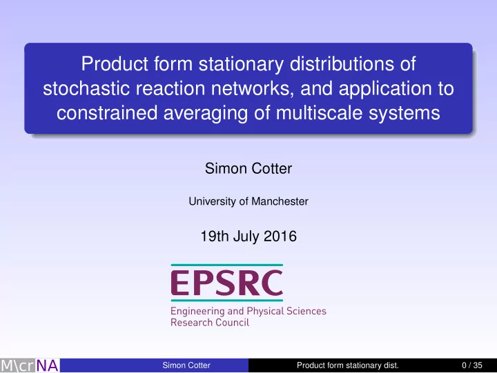 product form stationary distributions of stochastic