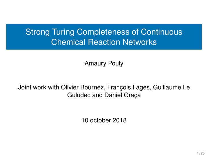 strong turing completeness of continuous chemical