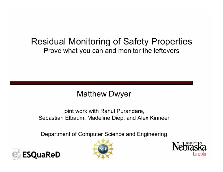 residual monitoring of safety properties