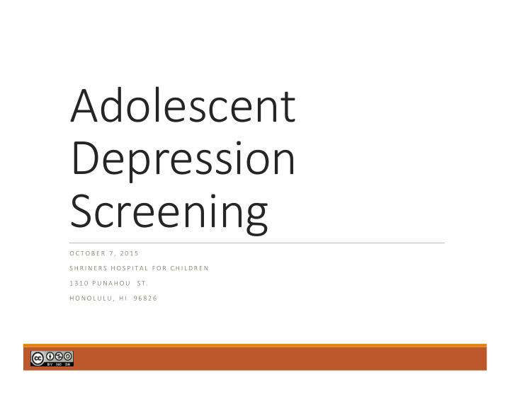 adolescent depression screening