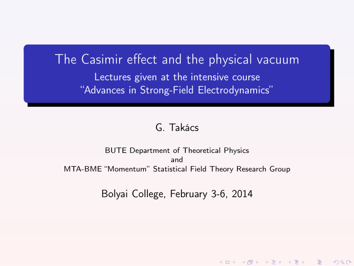 the casimir effect and the physical vacuum