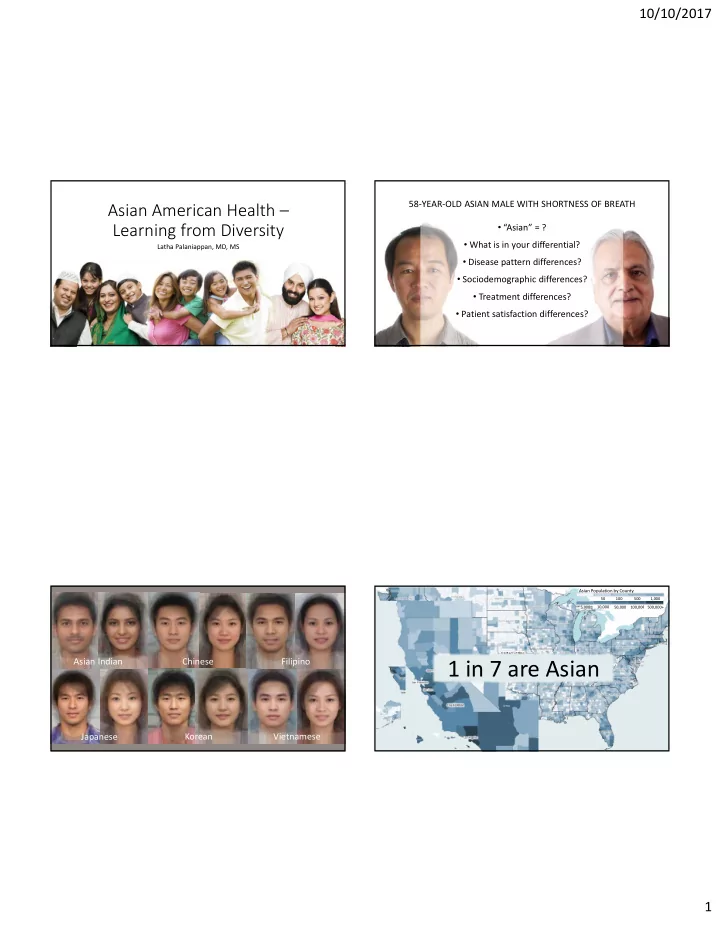 1 in 17 are asian 1 in 7 are asian 5 8 15