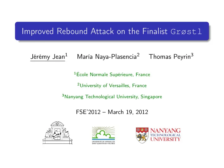 improved rebound attack on the finalist gr stl