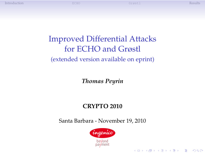 improved differential attacks for echo and gr stl