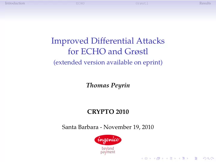 improved differential attacks for echo and gr stl
