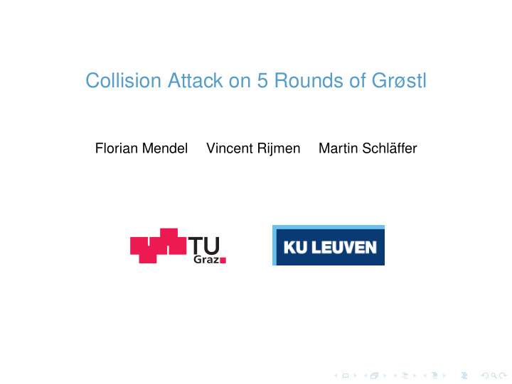 collision attack on 5 rounds of gr stl
