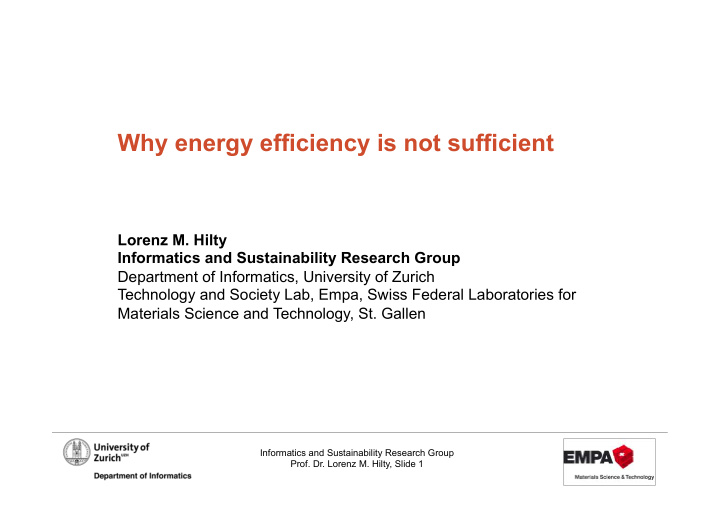 why energy efficiency is not sufficient