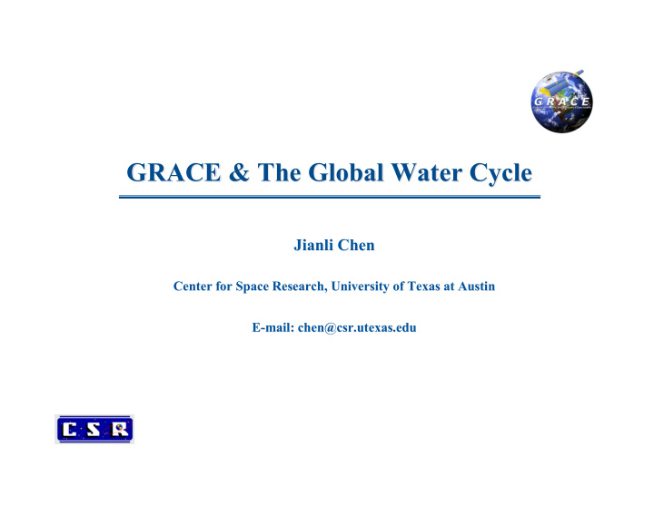 grace the global water cycle grace the global water cycle
