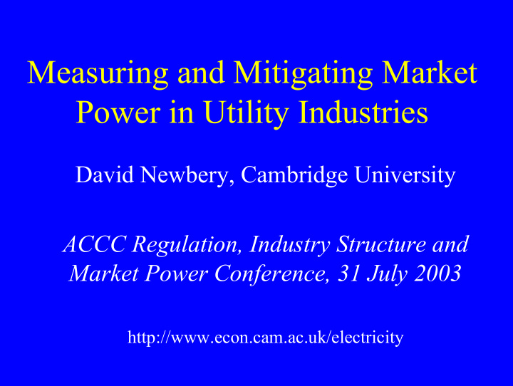measuring and mitigating market power in utility