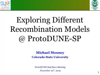 Exploring Different  Recombination Models  @ ProtoDUNE-SP  Michael Mooney  Colorado State