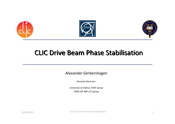 clic drive beam phase stabilisation clic drive beam phase