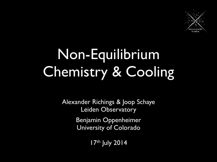 non equilibrium chemistry cooling
