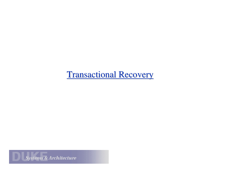 transactional recovery transactional recovery