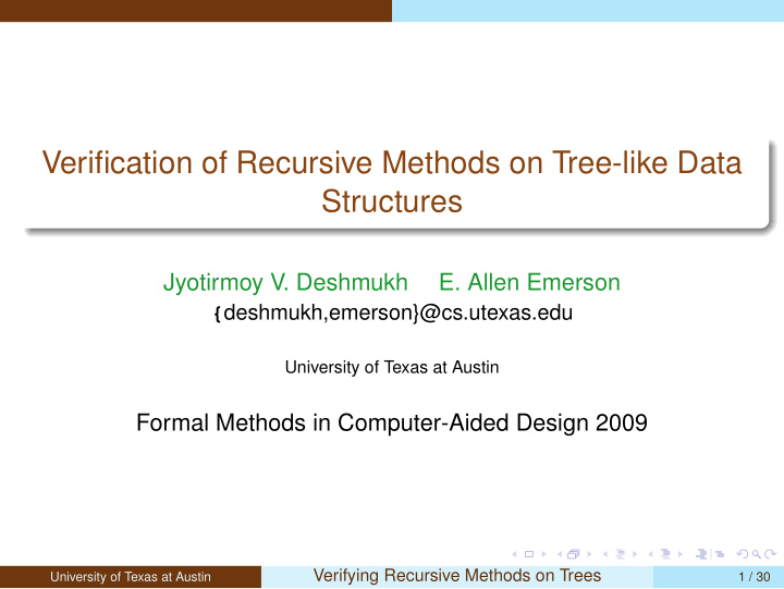 verification of recursive methods on tree like data