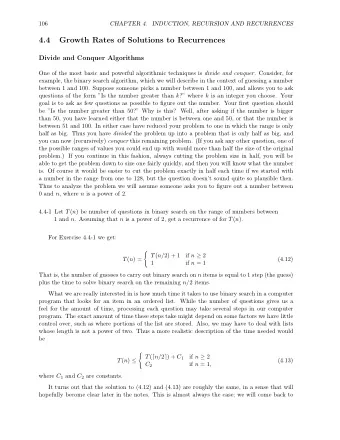 4.4  Growth Rates of Solutions to Recurrences  Divide and Conquer Algorithms One of the most basic