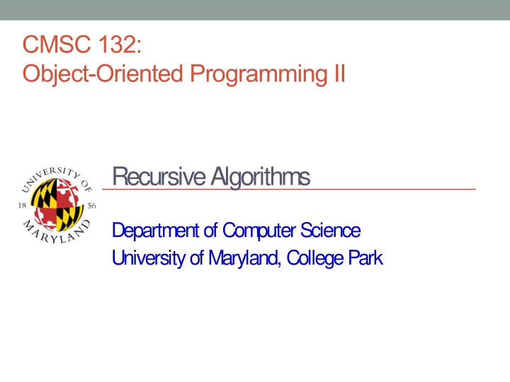 recursive algorithms