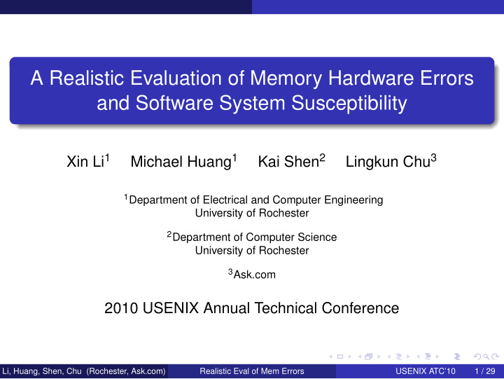 a realistic evaluation of memory hardware errors and