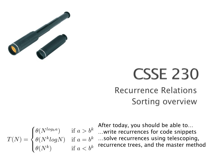 recurrence relations sorting overview