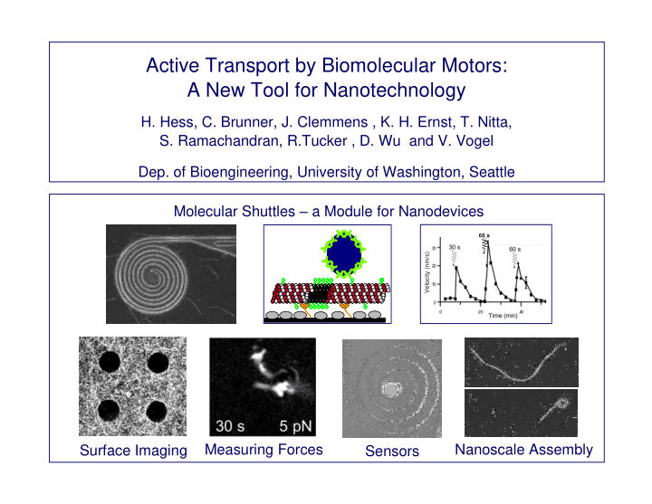 active transport by biomolecular motors a new tool for