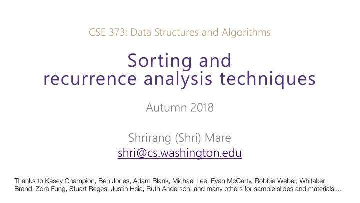 sorting and recurrence analysis techniques