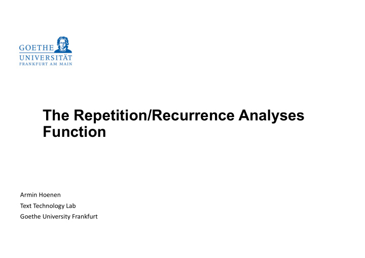 the repetition recurrence analyses function