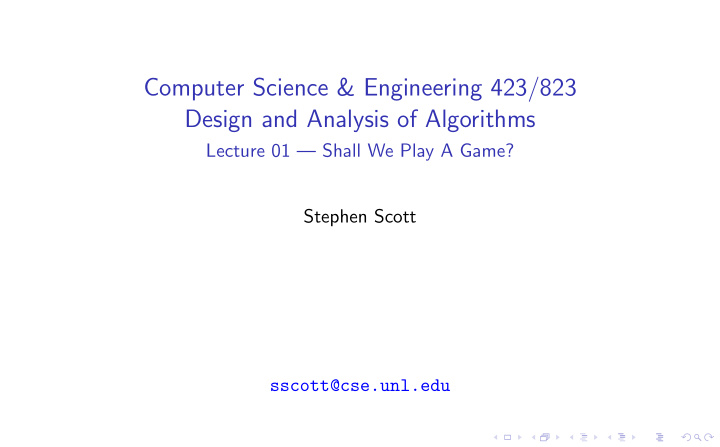 computer science engineering 423 823 design and analysis