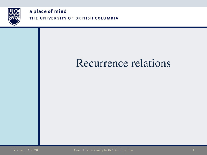 recurrence relations