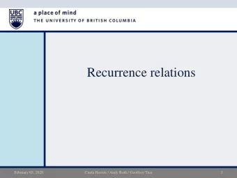 Recurrence relations  February 03, 2020  Cinda Heeren / Andy Roth / Geoffrey Tien  1  Analyzing
