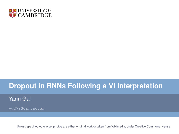 dropout in rnns following a vi interpretation