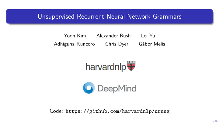 unsupervised recurrent neural network grammars