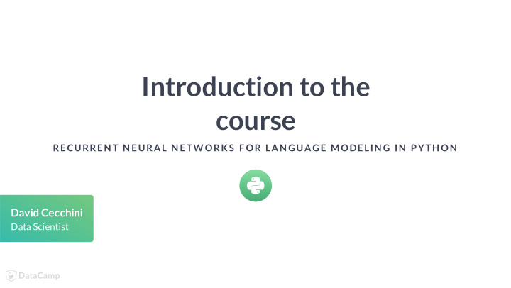 introduction to the course