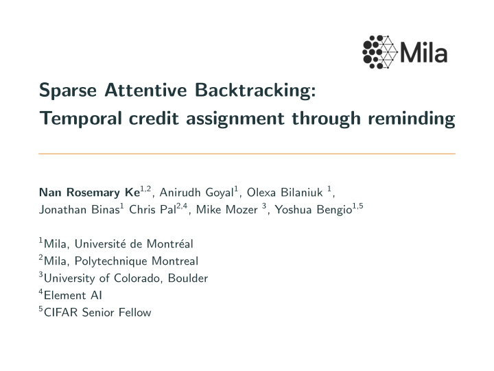 sparse attentive backtracking temporal credit assignment