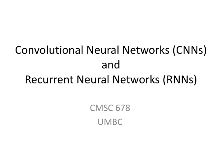 convolutional neural networks cnns and recurrent neural