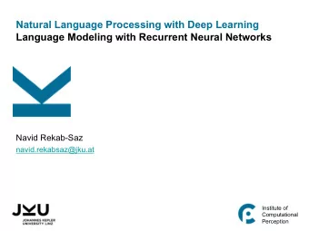 Natural Language Processing with Deep Learning  Language Modeling with Recurrent Neural Networks