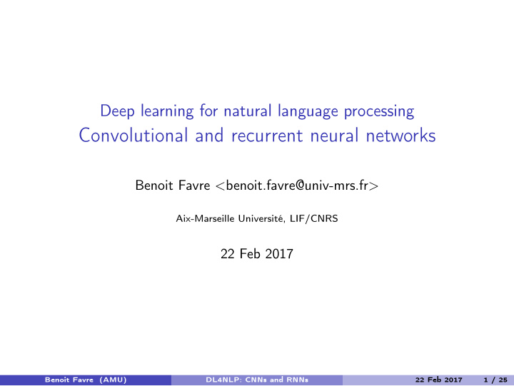 convolutional and recurrent neural networks