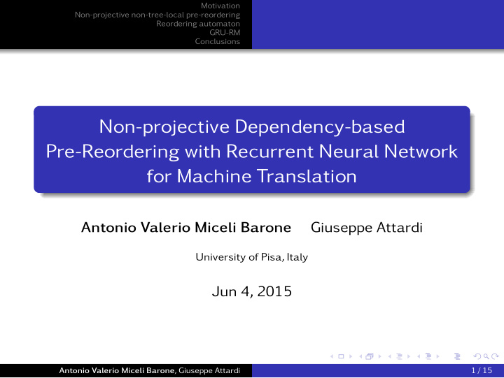 non projective dependency based pre reordering with