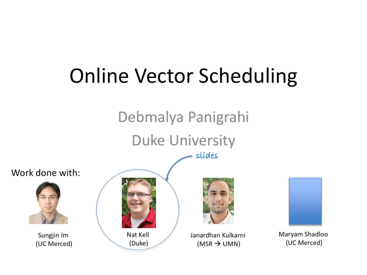online vector scheduling