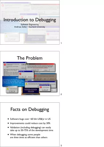 Introduction to Debugging  Software Engineering  Andreas Zeller  Saarland University  1  The