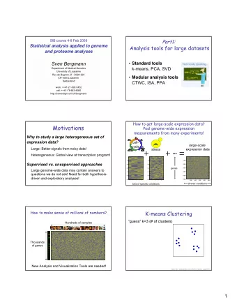 Motivations  Pool genome-wide expression  measurements from many experiments!  Why to study a large