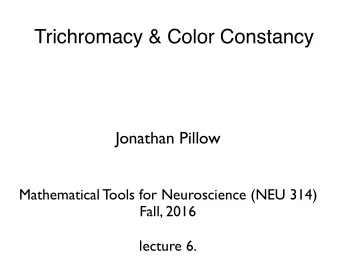 Trichromacy &amp; Color Constancy  Jonathan Pillow  Mathematical Tools for Neuroscience (NEU 314)