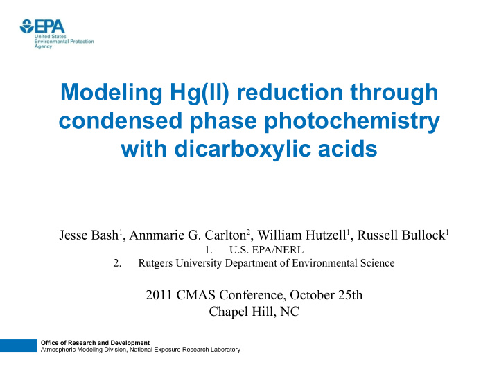modeling hg ii reduction through condensed phase