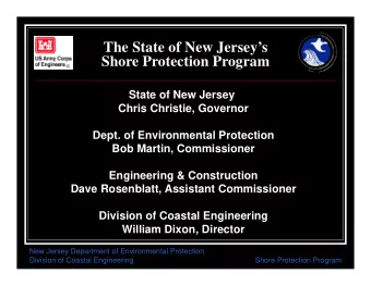 The State of New Jerseys  Shore Protection Program  State of New Jersey  Chris Christie,