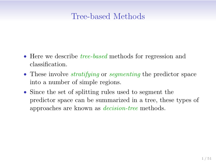tree based methods
