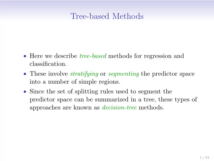 tree based methods