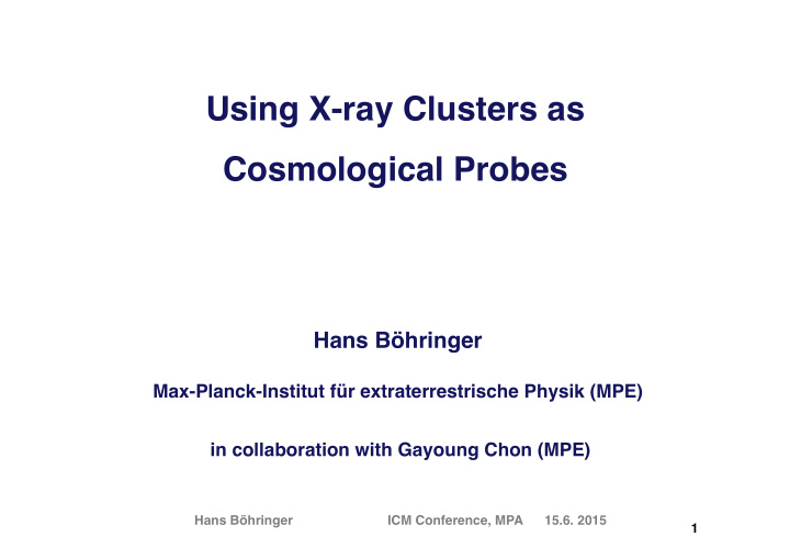 using x ray clusters as cosmological probes