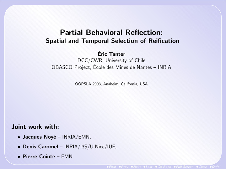 partial behavioral reflection