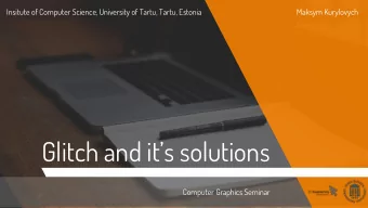 Glitch and its solutions  Computer Graphics Seminar  2  Lecture plan  Glitches 4  Noise 16