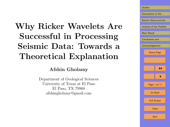 why ricker wavelets are