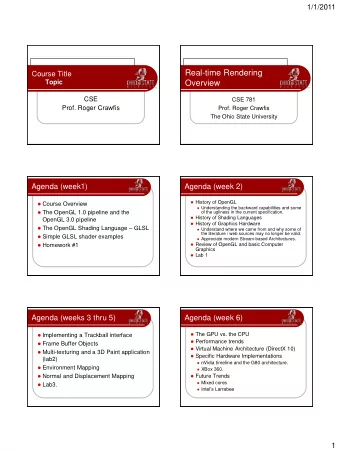 Real-time Rendering  Course Title  Topic  Overview  CSE  CSE 781  Prof. Roger Crawfis  Prof. Roger