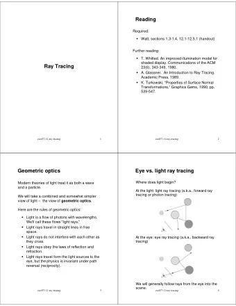 Reading  Required:  Watt, sections 1.3-1.4, 12.1-12.5.1 (handout)  Further reading:  T.